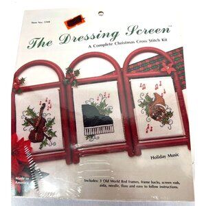 The Dressing Screen Complete Christmas Cross Stitch Kit Holiday Music Theme